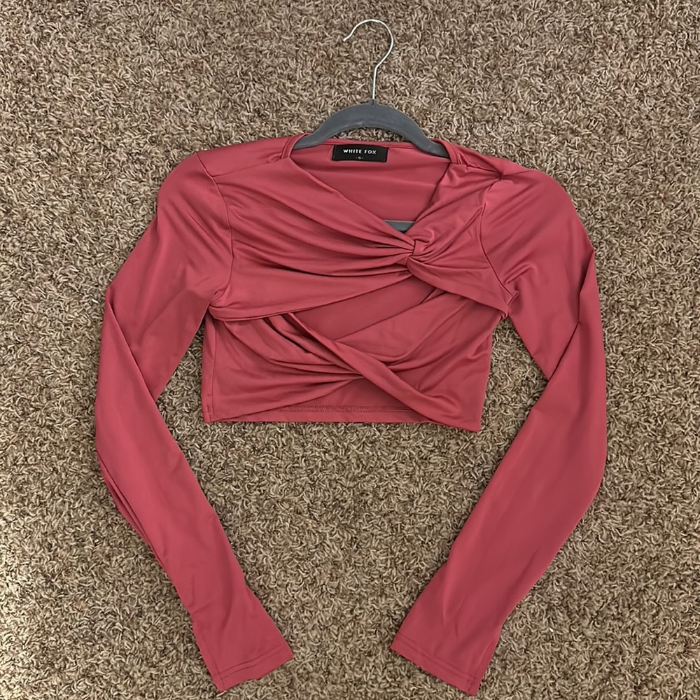 White Fox Long Sleeve Crop